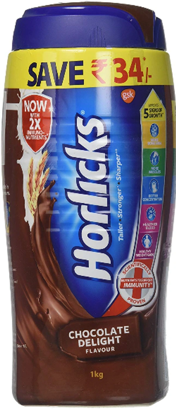 Horlicks Health and Nutrition drink - 1kg Pet Jar (Chocolate flavor)